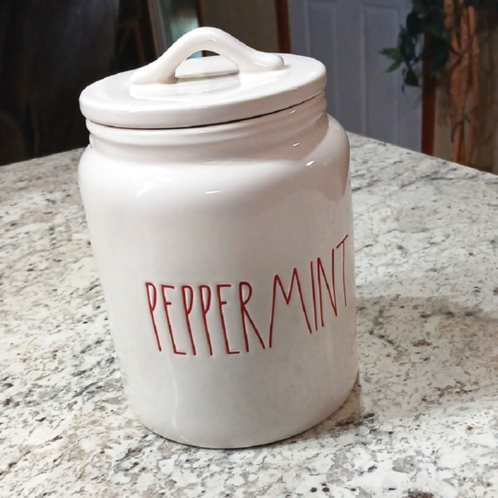 Rae Dunn Ceramic Peppermint Jar
